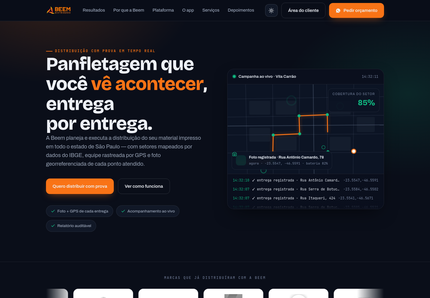 Painel da Beem Distribuído com acompanhamento de campanha em tempo real